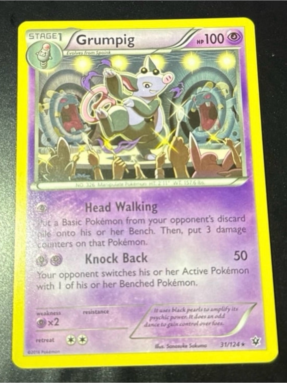 Grumpig 31/124 Fates Collide rare nonholofoil 2016 released Card nearmint NM